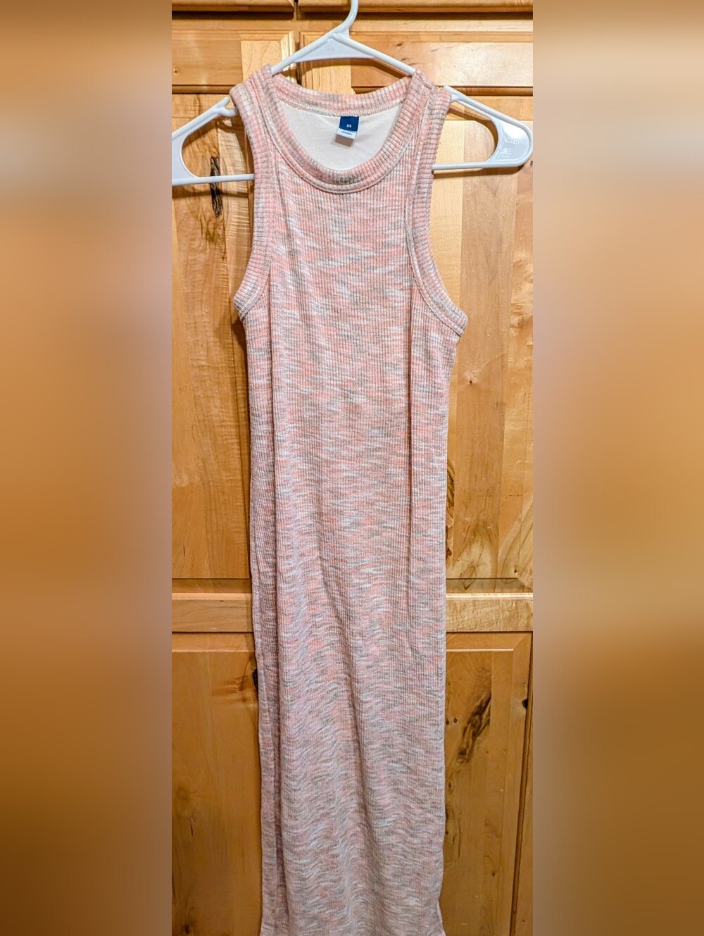 Sleeveless Ribbed Maxi Dress in Heathered Pink